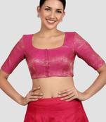 Rani pink brocade padded readymade saree blouse
