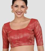 Red brocade padded readymade saree blouse