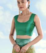 Green faux banarasi silk readymade blouse
