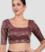 Wine brocade padded readymade saree blouse
