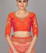 Pink embroidered art silk readymade blouse