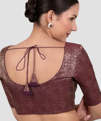 Wine brocade padded readymade saree blouse 2