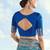 Blue faux banarasi silk readymade blouse