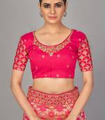 Rani pink embroidered art silk readymade blouse