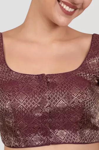 Wine brocade padded readymade saree blouse