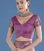 Onion pink faux banarasi silk readymade blouse