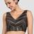 Black & gold striped silk v-neck readymade sleeveless readymade saree blouse