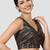 Black & gold striped silk v-neck readymade sleeveless readymade saree blouse