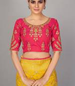 Rani pink embroidered art silk readymade blouse