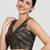 Black & gold striped silk v-neck readymade sleeveless readymade saree blouse