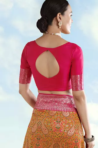 Rani pink faux banarasi silk readymade blouse