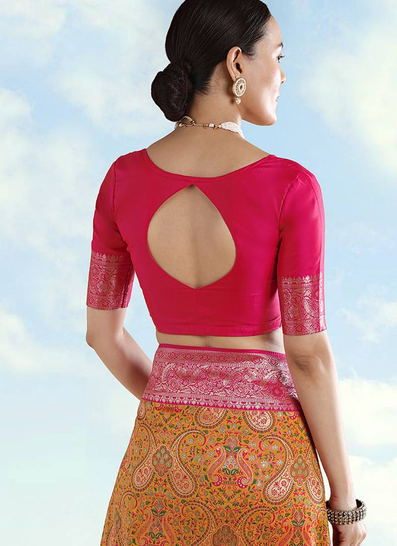 Rani pink faux banarasi silk readymade blouse