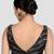 Black & silver striped silk v-neck readymade sleeveless readymade saree blouse