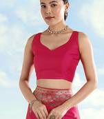 Rani pink faux banarasi satin silk readymade blouse