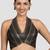 Black & gold striped silk halter neck backless saree blouse