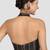 Black & gold striped silk halter neck backless saree blouse