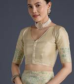Cream faux banarasi satin silk readymade blouse