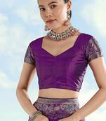 Purple faux banarasi satin silk readymade blouse