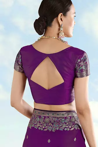 Purple faux banarasi satin silk readymade blouse