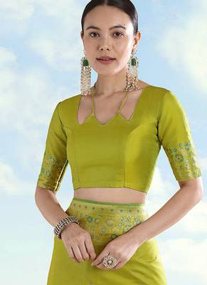 Pear faux banarasi satin silk readymade blouse 1