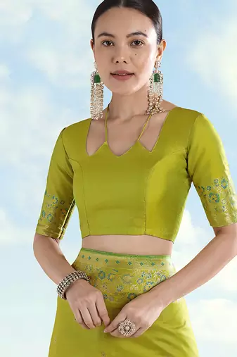 Pear faux banarasi satin silk readymade blouse
