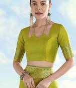 Pear faux banarasi satin silk readymade blouse