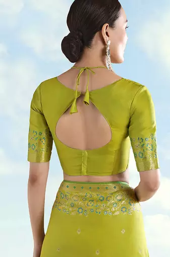 Pear faux banarasi satin silk readymade blouse