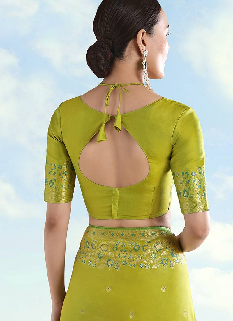 Pear faux banarasi satin silk readymade blouse