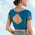 Turquoise blue faux banarasi silk zari woven readymade blouse
