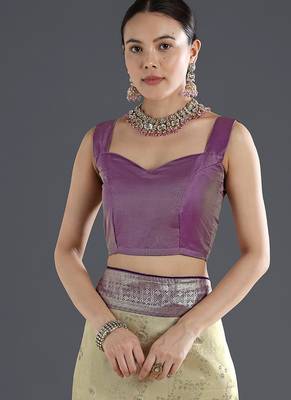 Lavender purple faux banarasi silk zari woven readymade blouse 1