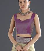 Lavender purple faux banarasi silk zari woven readymade blouse
