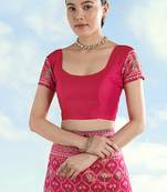 Rani pink faux banarasi satin silk readymade blouse
