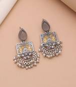 Grey color dual tone oxidised earrings