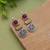 Maroon & green color dual tone oxidised earrings