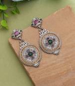Rani & green color dual tone oxidised earrings
