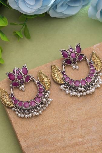 Rani color dual tone oxidised earrings