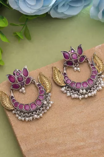 Rani color dual tone oxidised earrings