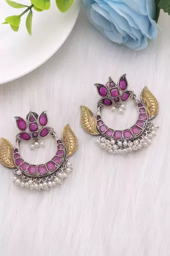 Rani color dual tone oxidised earrings