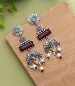 Multi color dual tone oxidised earrings