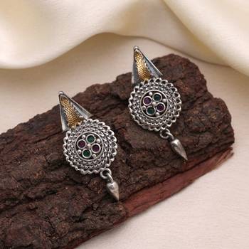 Rani & green color dual tone oxidised earrings 1