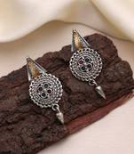 Rani & green color dual tone oxidised earrings