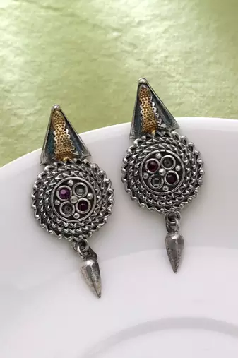 Rani color dual tone oxidised earrings