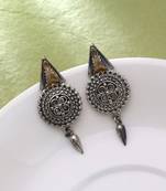 Gold & silver color dual tone oxidised earrings