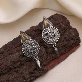 Gold & silver color dual tone oxidised earrings 2