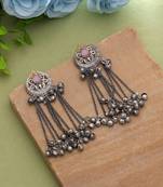 Light pink color dual tone oxidised earrings