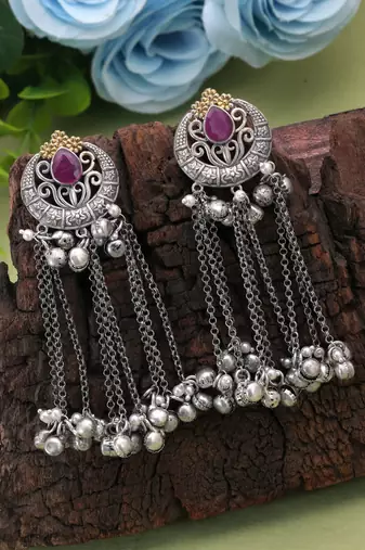 Rani color dual tone oxidised earrings