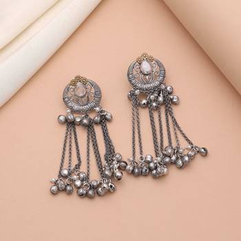 Gold & silver color dual tone oxidised earrings 1