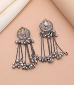 Gold & silver color dual tone oxidised earrings