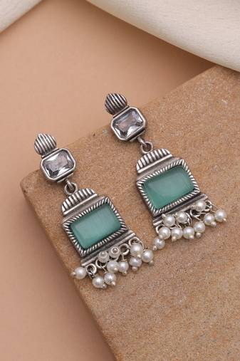 Pista green color oxidised earrings