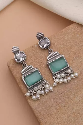 Pista green color oxidised earrings
